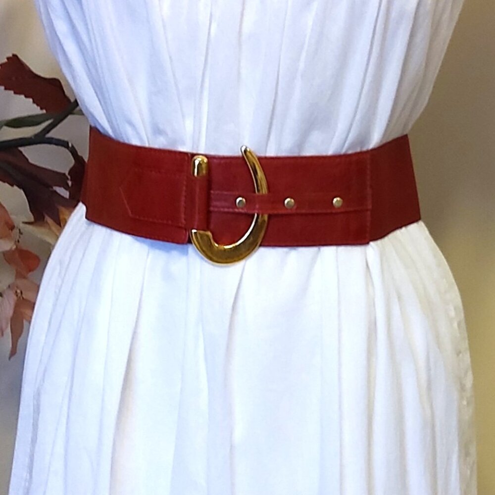 Vintage HYDE Collection 37078 Genuine Leather Belt Red Classic Dress Belt Medium